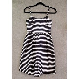 🌷J. Crew Blue White Nautical Linen Cotton Summer Flare Dress Womens Size 00